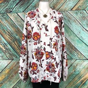 B3 - H&M| White W/Floral Chiffon Top - 12